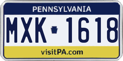 PA license plate MXK1618