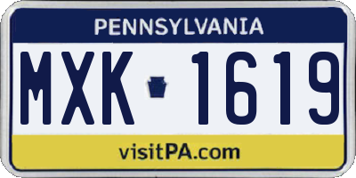 PA license plate MXK1619