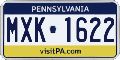 PA license plate MXK1622