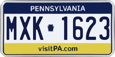 PA license plate MXK1623