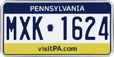 PA license plate MXK1624