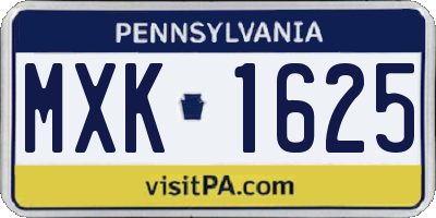 PA license plate MXK1625