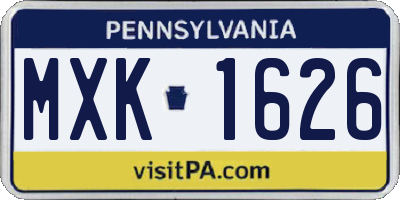 PA license plate MXK1626