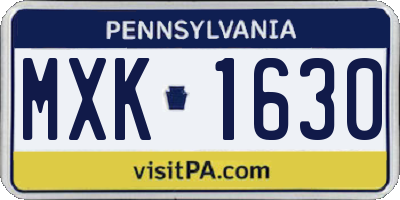 PA license plate MXK1630