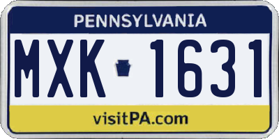 PA license plate MXK1631