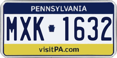 PA license plate MXK1632