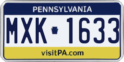 PA license plate MXK1633