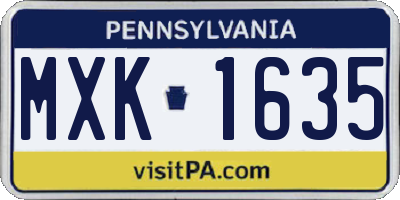 PA license plate MXK1635