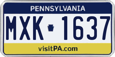PA license plate MXK1637
