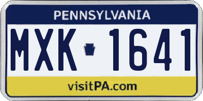 PA license plate MXK1641
