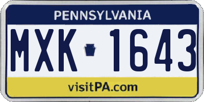 PA license plate MXK1643