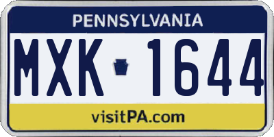 PA license plate MXK1644
