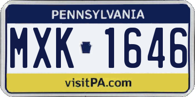 PA license plate MXK1646