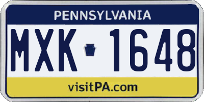 PA license plate MXK1648