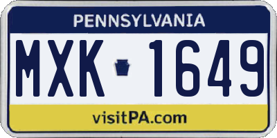 PA license plate MXK1649