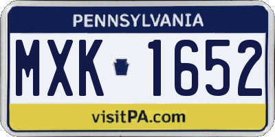 PA license plate MXK1652