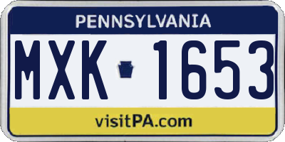 PA license plate MXK1653