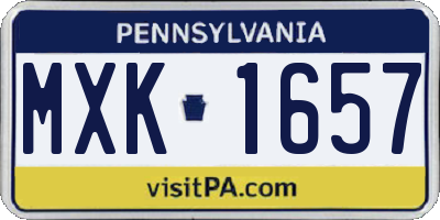 PA license plate MXK1657