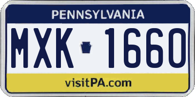 PA license plate MXK1660