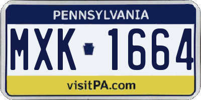 PA license plate MXK1664