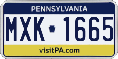 PA license plate MXK1665