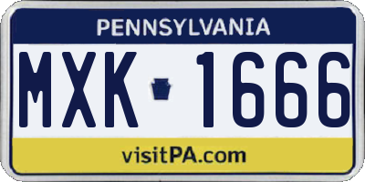 PA license plate MXK1666