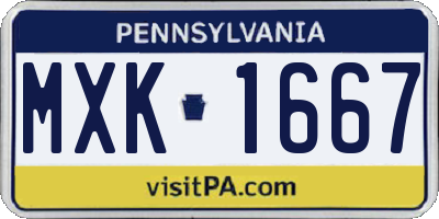 PA license plate MXK1667