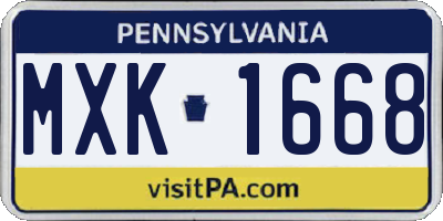 PA license plate MXK1668