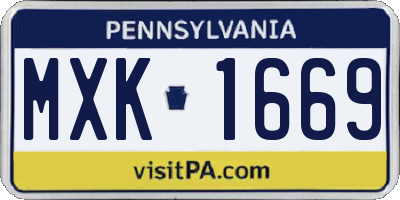 PA license plate MXK1669