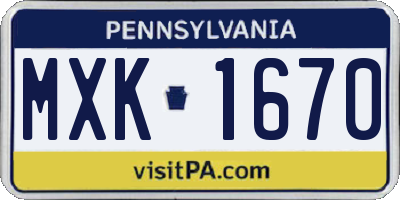 PA license plate MXK1670