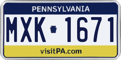 PA license plate MXK1671