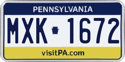 PA license plate MXK1672
