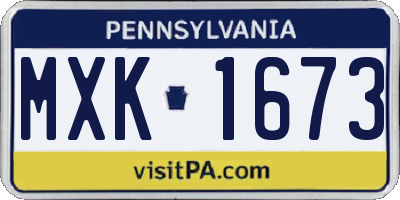 PA license plate MXK1673