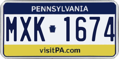 PA license plate MXK1674