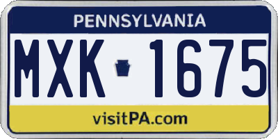 PA license plate MXK1675