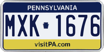 PA license plate MXK1676