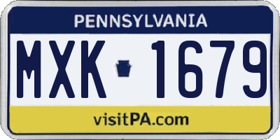 PA license plate MXK1679