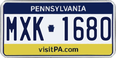PA license plate MXK1680