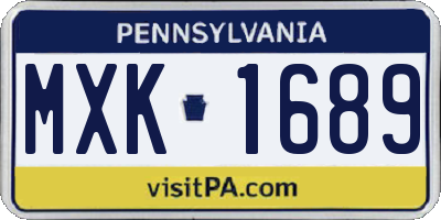 PA license plate MXK1689