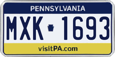 PA license plate MXK1693