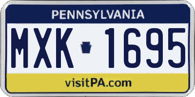 PA license plate MXK1695