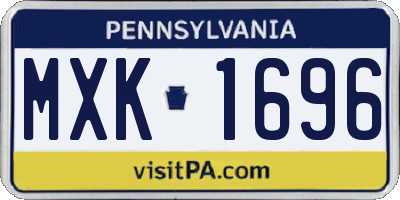 PA license plate MXK1696