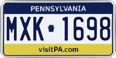 PA license plate MXK1698