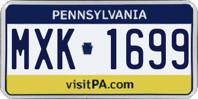 PA license plate MXK1699