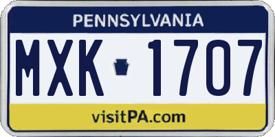 PA license plate MXK1707