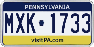 PA license plate MXK1733
