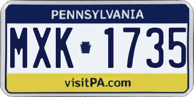 PA license plate MXK1735