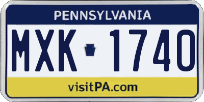 PA license plate MXK1740