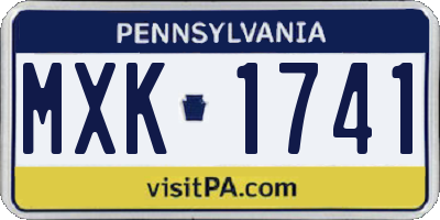 PA license plate MXK1741