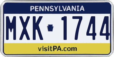 PA license plate MXK1744